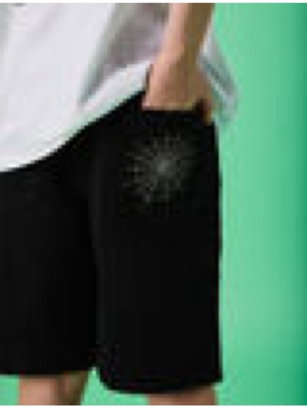 Black RSQ BOYS BAGGY Denim Shorts with Web Pocket Embroidery - Picture 4 of 9